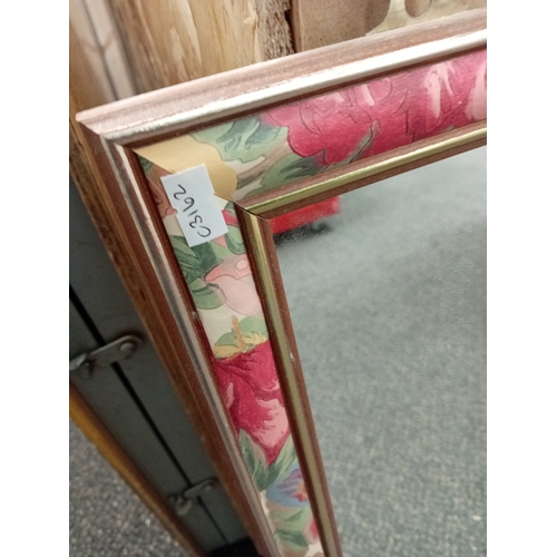 512 - Vintage flower framed mirror H 58cm x W 47cm and a dried pressed flower picture on silk in a floral ... 