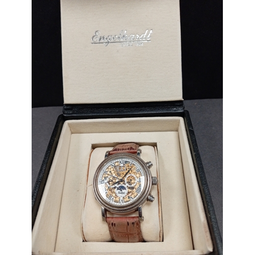 650 - Boxed men's Engelhardt automatic movement water resistant, stainless Steel cased, leather strapped w... 