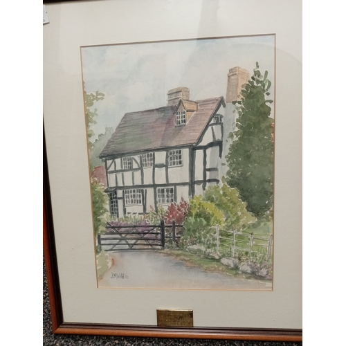 425 - Two watercolor paintings by Janet. M. Wild, one The old mill house Ipsley H 47cm x W 38cm and one of... 