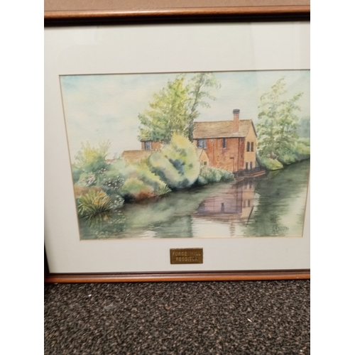 425 - Two watercolor paintings by Janet. M. Wild, one The old mill house Ipsley H 47cm x W 38cm and one of... 