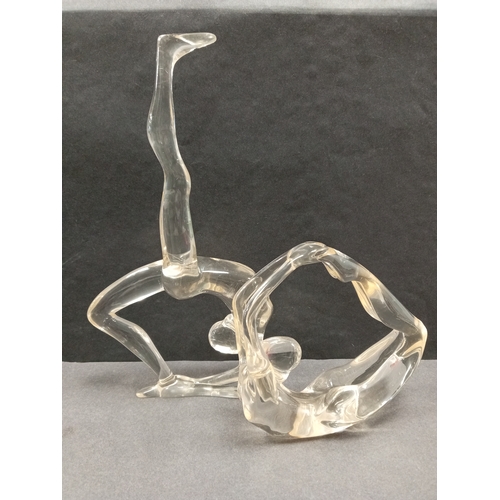 430 - Two clear Acrylic female ballet figures. H 27cm x W 14cm and H 14cm x W 14cm