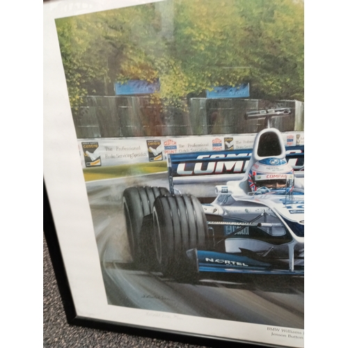 437 - BMW Williams F1 Jenson Button, limited edition print 16/500 by KW Davies 2000. H 48cm x W 67cm