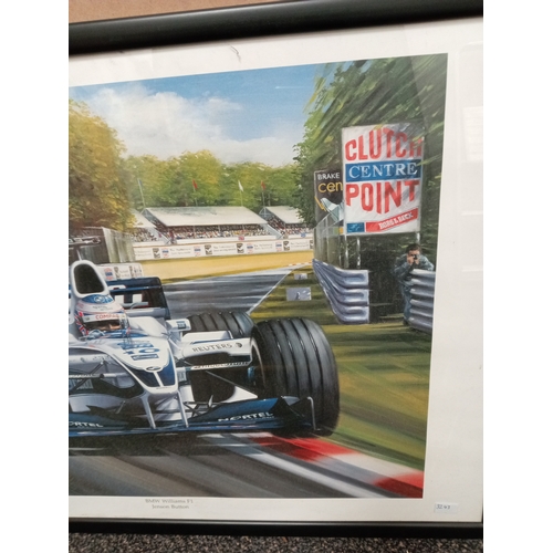 437 - BMW Williams F1 Jenson Button, limited edition print 16/500 by KW Davies 2000. H 48cm x W 67cm