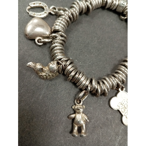 658 - Links London 925 silver charm bracelet with charms