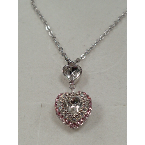 661 - Swarovski crystal heart necklace in box L 44cm