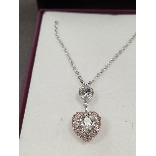 661 - Swarovski crystal heart necklace in box L 44cm