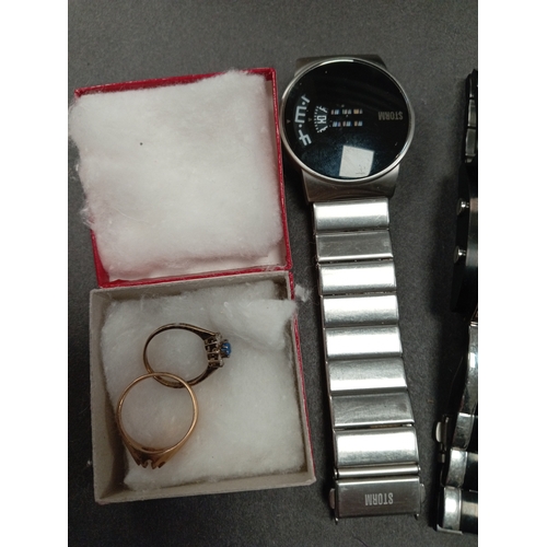 676 - Job lot of vintage watches and 925 silver ring missing a stone etc, watches include Storm, Rotary, S... 