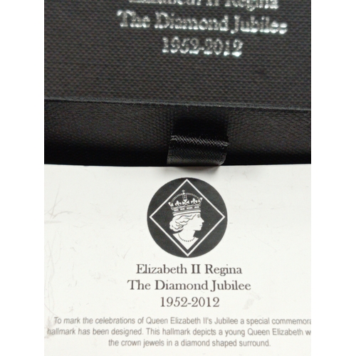 677 - 925 silver Elizabeth II Regina 'The diamond jubilee' 1952-2012 diamond ring boxed size P