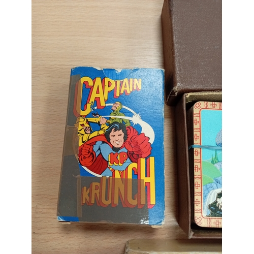 453 - Job lot of vintage playing cards and Top Trump cards. Includes Captain Crunch, Patience, Harry Potte... 