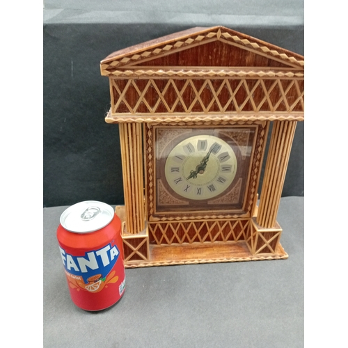 456 - Vintage prison folk art matchstick clock signed underneath from Winson Green Birmingham 2009 H 28cm ... 