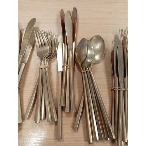 524 - 1950's Bronze set of six cutlery service and includes two sets of serving cutlery