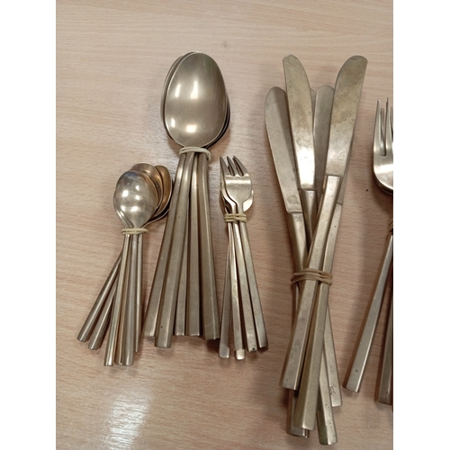 524 - 1950's Bronze set of six cutlery service and includes two sets of serving cutlery