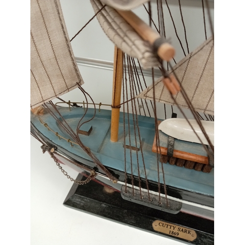 526 - Vintage wooden Maritime sailing ship Cutty Sark 1869. H 45cm x W 48cm