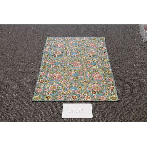 531 - Kashmir hand stitched natural dye small rug known as silk. APX 150cm x 92cm