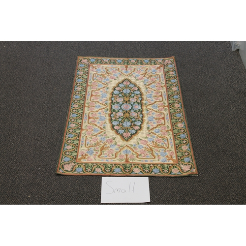 533 - Kashmir hand stitched natural dye small rug known as silk. APX 150cm x 92cm