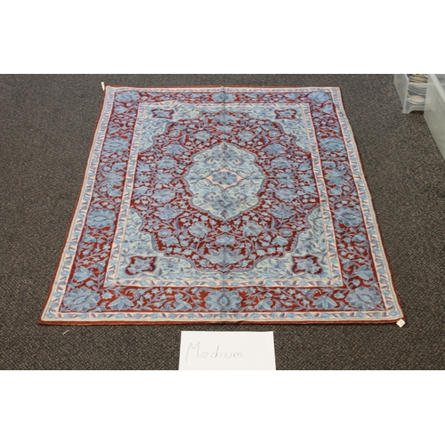 537 - Kashmir hand stitched natural dye medium rug known as silk. APX 179cm x 122cm