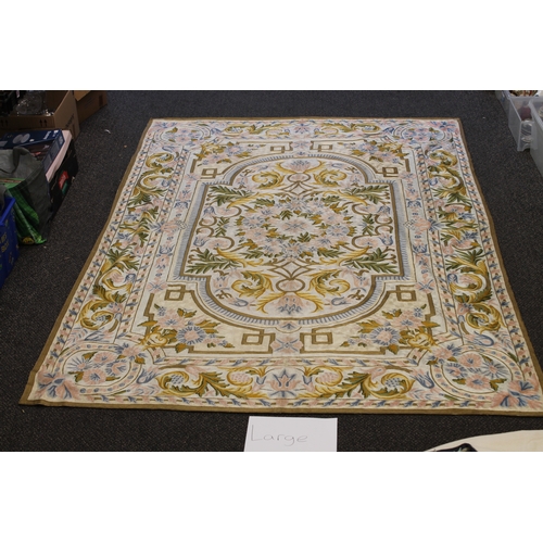 540 - Kashmir hand stitched natural dye large rug known as silk. APX 269cm x 184cm