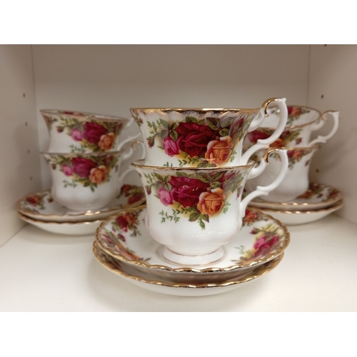 470 - Royal Albert, Old Country Roses, six cups and six saucers