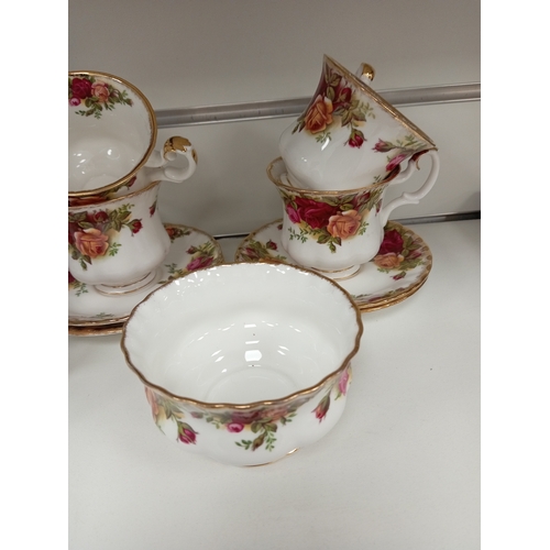 471 - Royal Albert Old country roses coffee service includes six cups, six saucers, sugar bowl and cream j... 