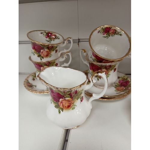 471 - Royal Albert Old country roses coffee service includes six cups, six saucers, sugar bowl and cream j... 