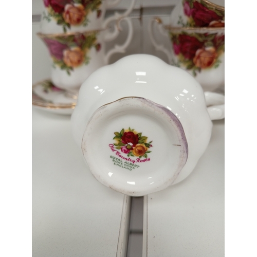 471 - Royal Albert Old country roses coffee service includes six cups, six saucers, sugar bowl and cream j... 