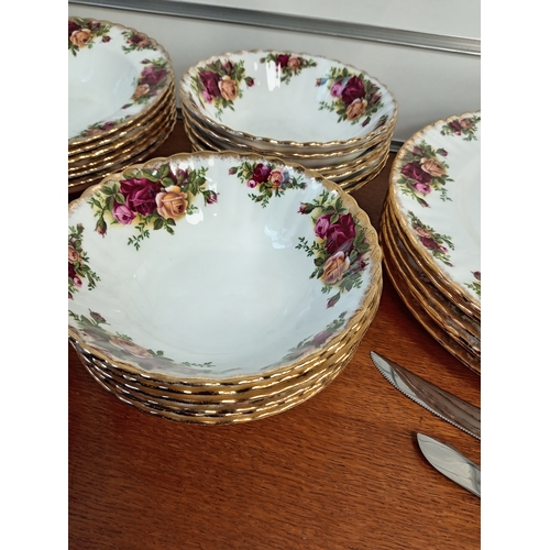 473 - Royal Albert, Old country roses Dinner service includes twelve dinner plates, twelve bowls, twelve s... 