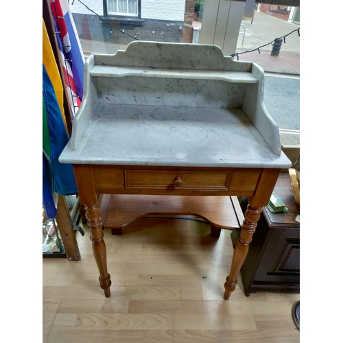 474 - Antique Victorian white marble topped wash basin. H 106cm x W 70cm x D 48cm