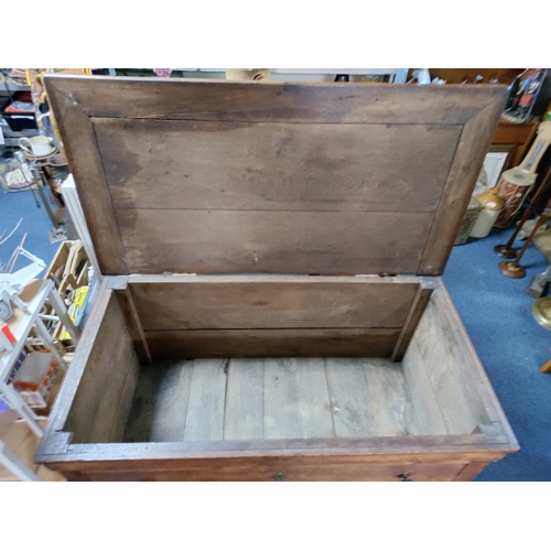 477 - Antique Oak Blanket Box with one draw at the bottom. H 79cm x W 108cm x D 56cm