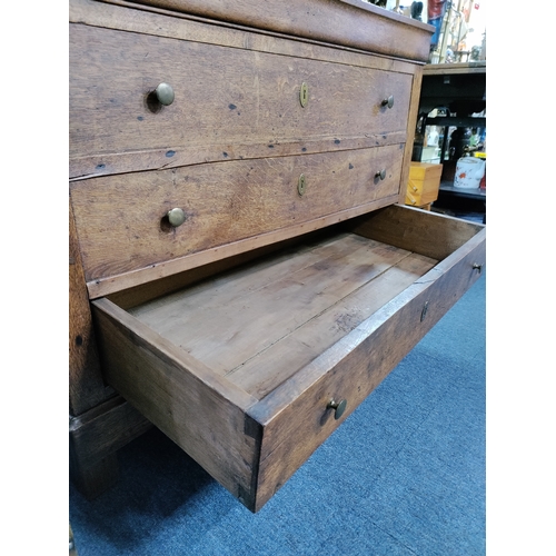 477 - Antique Oak Blanket Box with one draw at the bottom. H 79cm x W 108cm x D 56cm