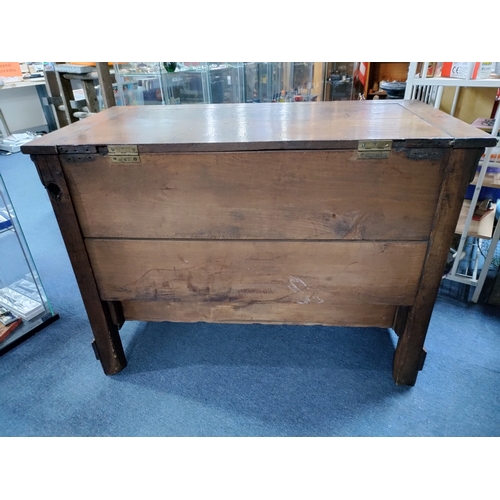 477 - Antique Oak Blanket Box with one draw at the bottom. H 79cm x W 108cm x D 56cm