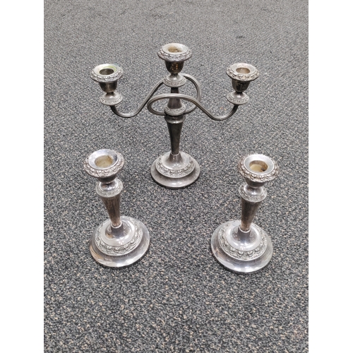 489 - A set of antique Ian Heath Ltd silver plated candle sticks