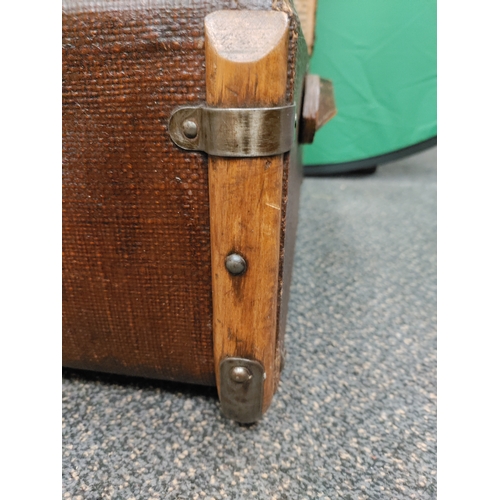 498 - A very well made antique Legge French Wood and metal trunk. H 33cm x W 91cm x D 53cm