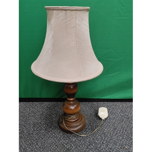 544 - Vintage wood and brass lamp