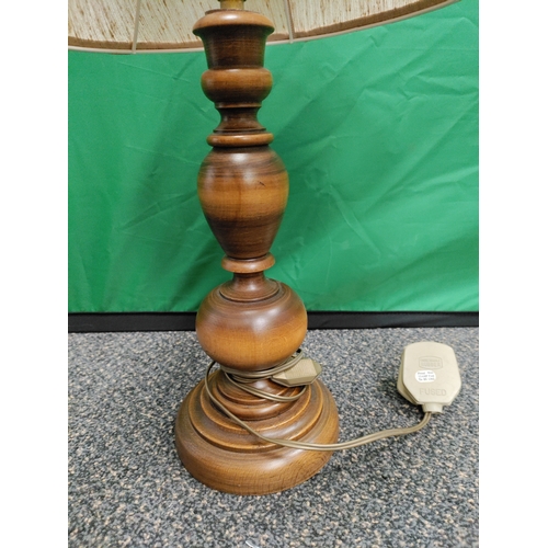 544 - Vintage wood and brass lamp