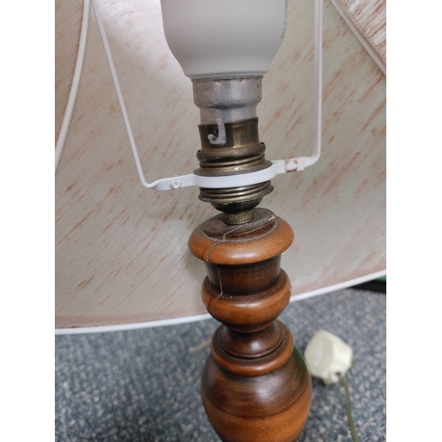 544 - Vintage wood and brass lamp