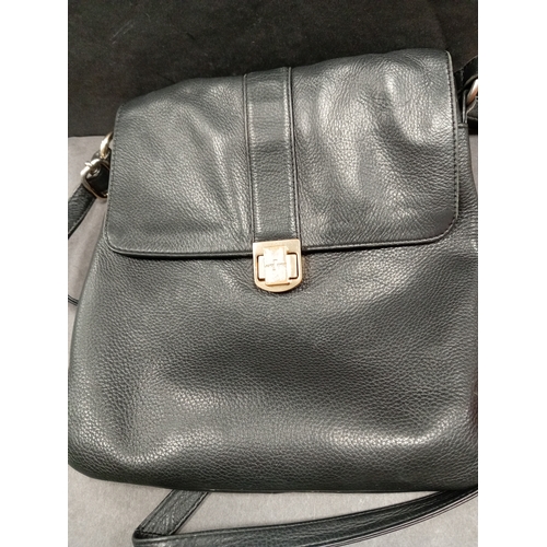 555 - Jasper conran Black leather cross body bag 27cm x 25cm