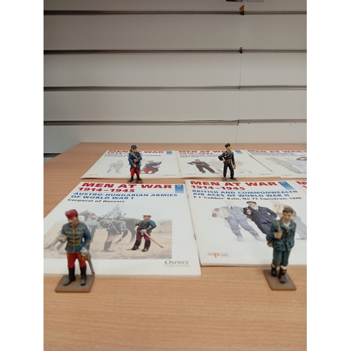 591 - Ten delprado men at war die cast figures with magazines includes, French, German, USA and British so... 