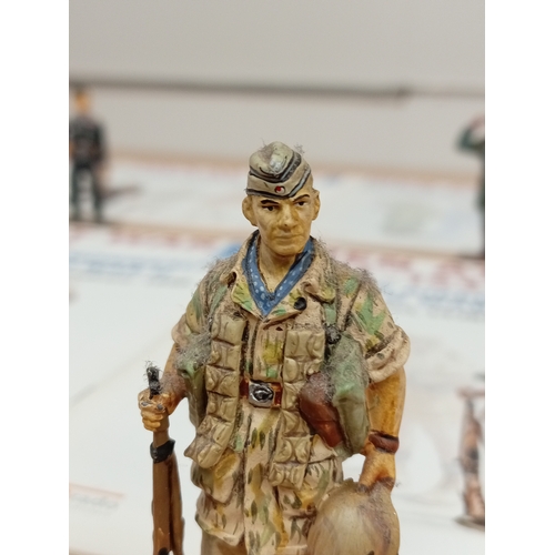 591 - Ten delprado men at war die cast figures with magazines includes, French, German, USA and British so... 