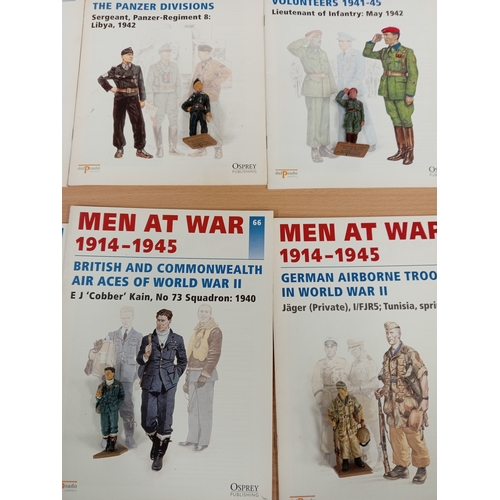 591 - Ten delprado men at war die cast figures with magazines includes, French, German, USA and British so... 