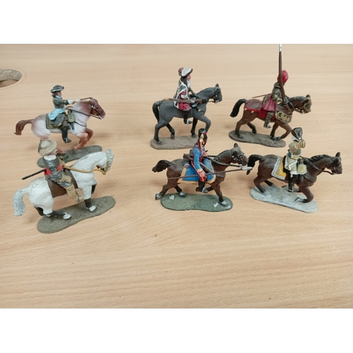 594 - Six die-cast delprado collection soldier's on horseback figures dating from 1525-1781 including Fred... 