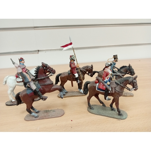 596 - Five die cast delprado soldiers on horseback figures dating from 1704-1888 including Chasseur d'Afri... 