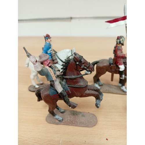 596 - Five die cast delprado soldiers on horseback figures dating from 1704-1888 including Chasseur d'Afri... 