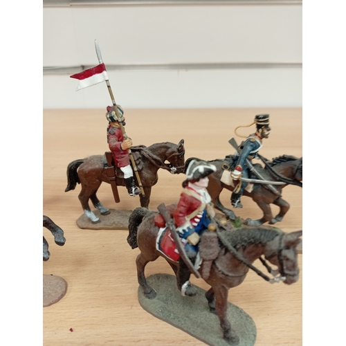 596 - Five die cast delprado soldiers on horseback figures dating from 1704-1888 including Chasseur d'Afri... 