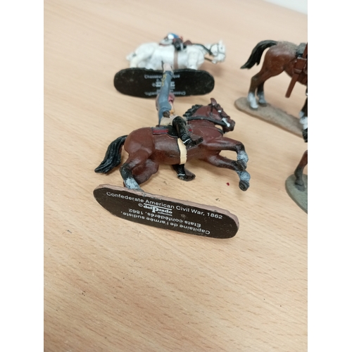 596 - Five die cast delprado soldiers on horseback figures dating from 1704-1888 including Chasseur d'Afri... 