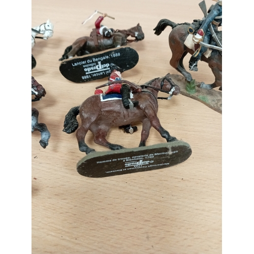 596 - Five die cast delprado soldiers on horseback figures dating from 1704-1888 including Chasseur d'Afri... 