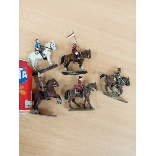 596 - Five die cast delprado soldiers on horseback figures dating from 1704-1888 including Chasseur d'Afri... 