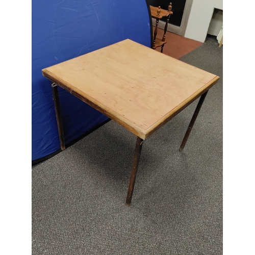 602 - Vintage folding card table. Table size 77cm x 77cm. Legs H 68cm