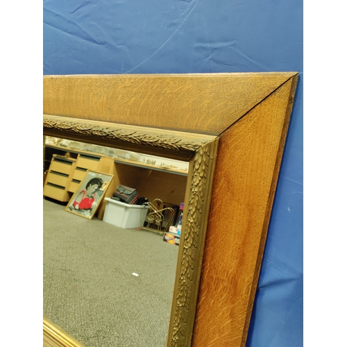 604 - Vintage wooden border gold gilt frame mirror. H 71cm x 63cm