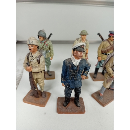 615 - Ten die cast delprado lead soldier figures includes u boat officer, captain of tanks, Legionnaire LE... 