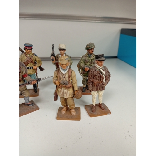 615 - Ten die cast delprado lead soldier figures includes u boat officer, captain of tanks, Legionnaire LE... 